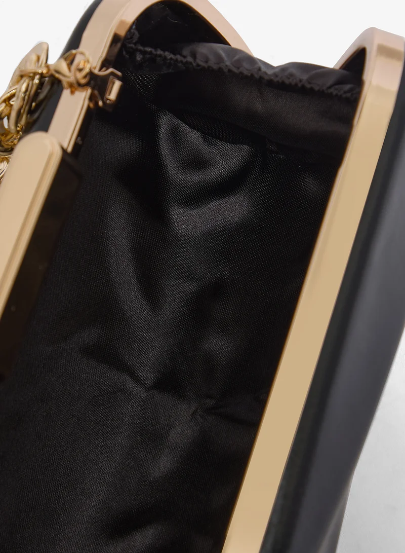 Khizana Black Metallic Statement Bag With Thick Chain for Women | Best Price UAE